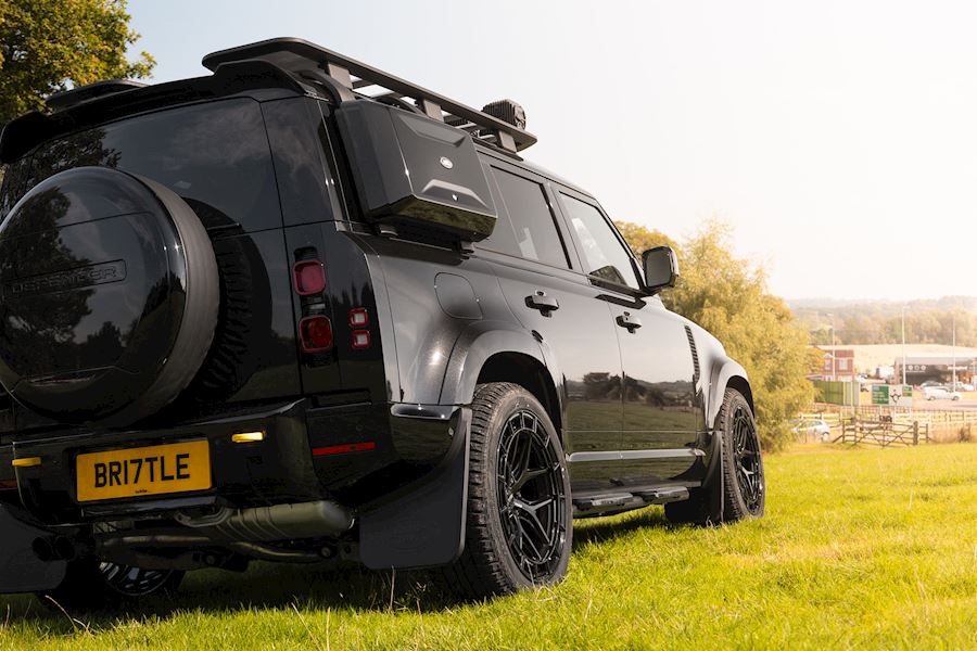 Landrover Defender 110 installed with Vossen HFX-1 wheels in Gloss Black